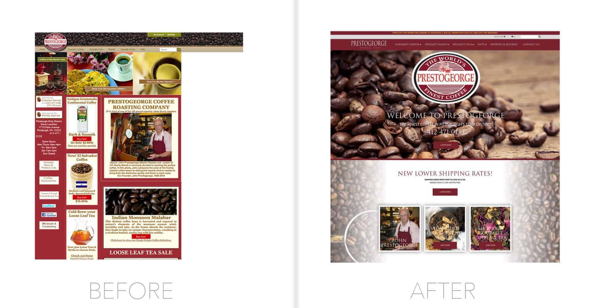 PrestoGeorge before and after designed by Drift2 Web Solutions