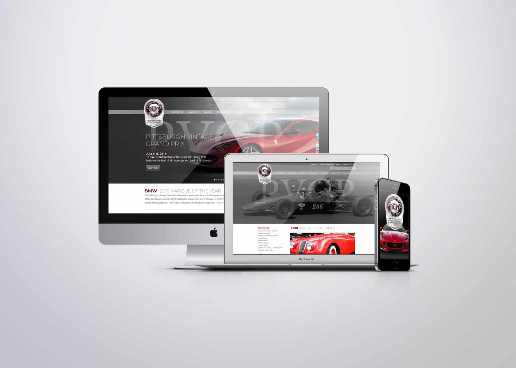 Website design for Pittsburgh Vintage Grand Prix provided by Pittsburgh Web Design Firm Drift2 Solutions