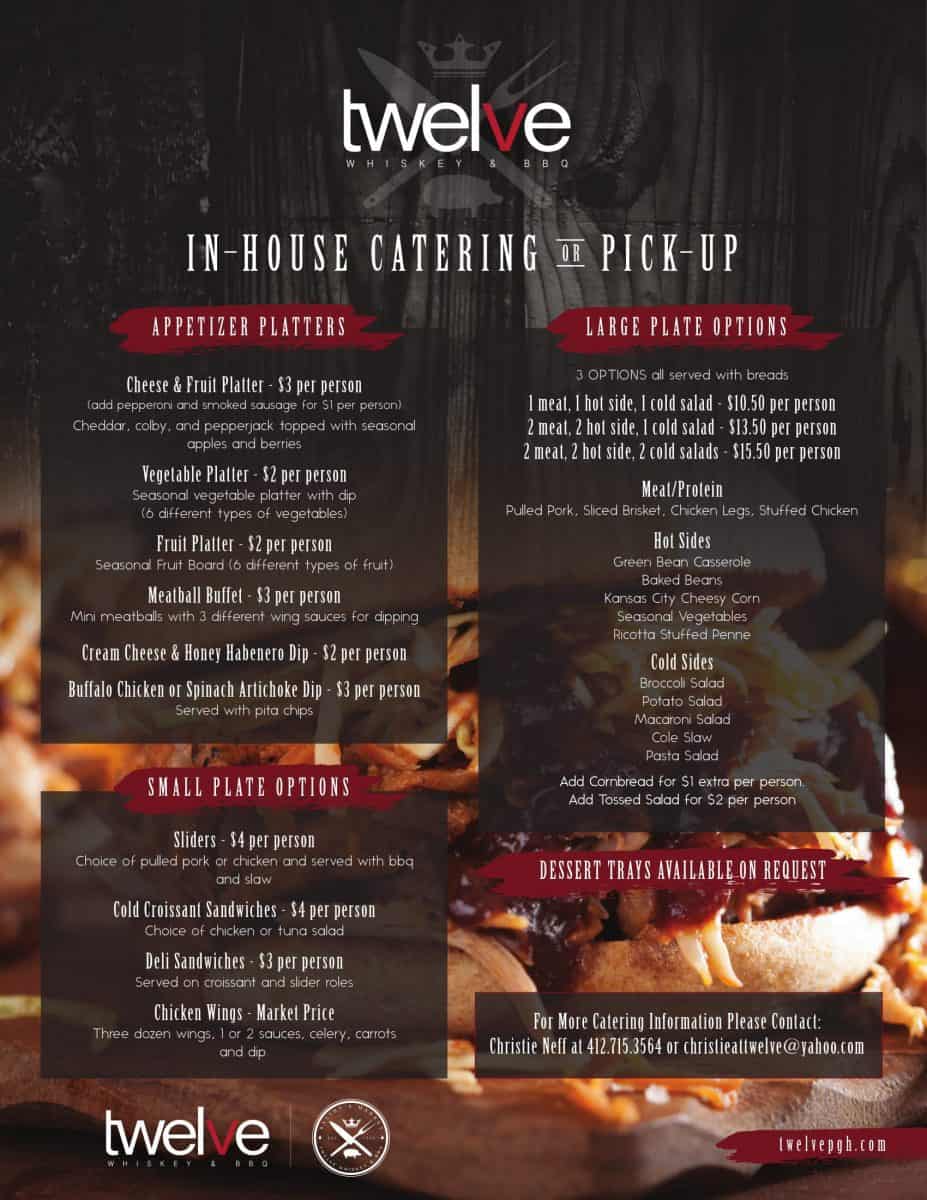 Twelve Whiskey & BBQ Catering Menu Design